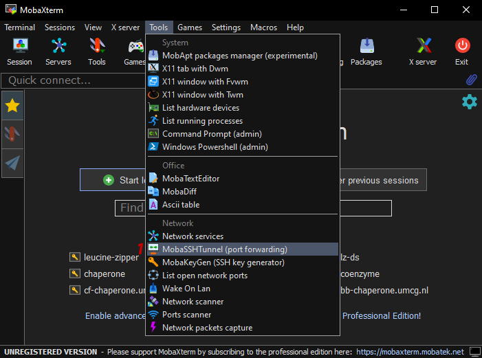 configure MobaSSHTunnel