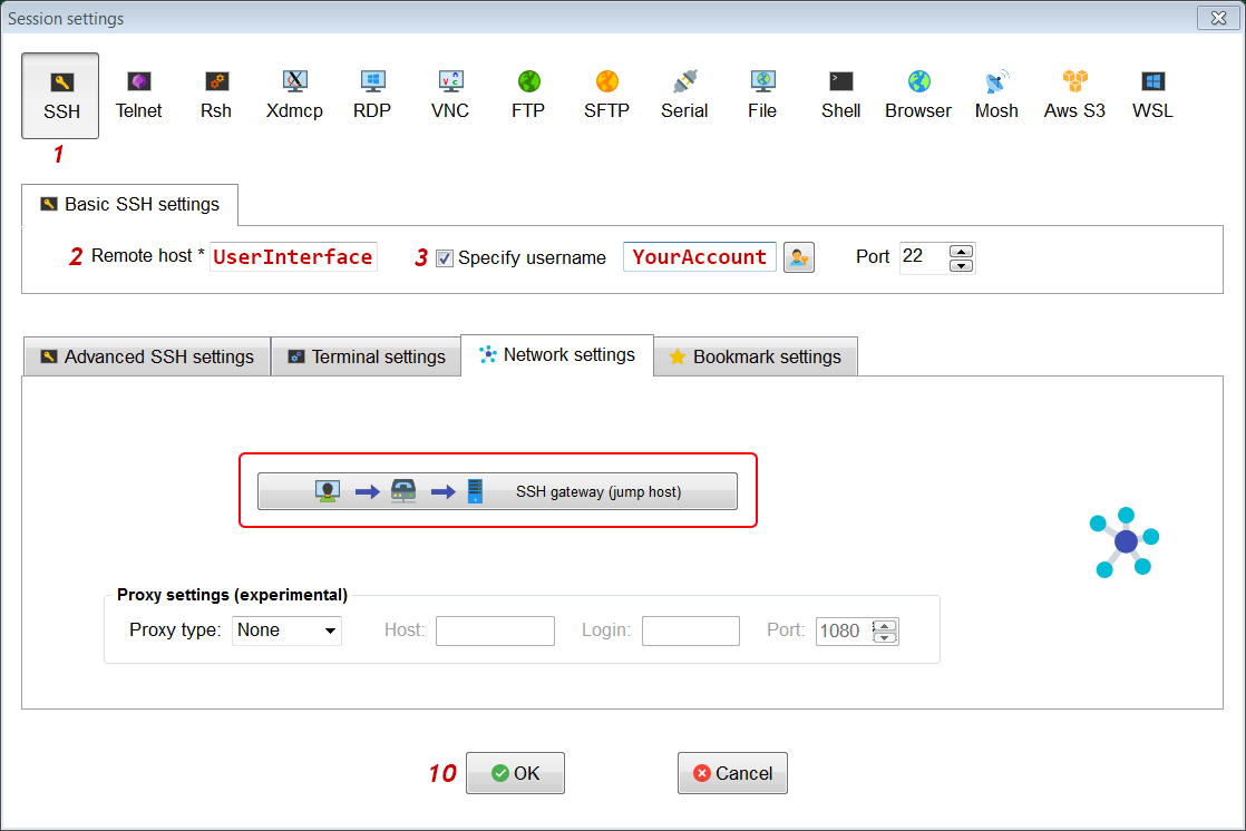 Configure MobaXterm session